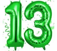 OFFCUP Ballon Anniversaire 13 Ans Vert | Ballon Chiffre 101CM | Géant Ballons Numéro 13 Hélium Gonflables | Decoration pour Fête Vacances d'anniversaire Mariage Surprise