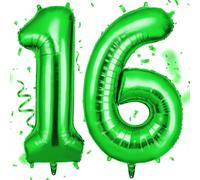 OFFCUP Ballon Anniversaire 16 Ans Vert | Ballon Chiffre 101CM | Géant Ballons Numéro 16 Hélium Gonflables | Decoration pour Fête Vacances d'anniversaire Mariage Surprise