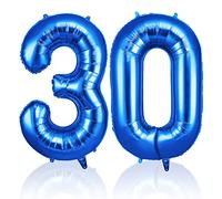 OFFCUP Ballon Anniversaire 30 Ans Bleu | Ballon Chiffre 101CM | Géant Ballons Numéro 30 Hélium Gonflables | Decoration pour Fête Vacances d'anniversaire Mariage Surprise