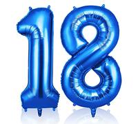 OFFCUP Ballon Chiffre 18 Bleu | Anniversaire 101cm | Numéro de Ballon | Décoratif D'hélium | Decoration Fête Vacances Ans