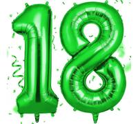 OFFCUP Ballon Chiffre 18 Vert | Anniversaire 101cm | Numéro de Ballon | Décoratif D'hélium | Decoration Fête Vacances Ans