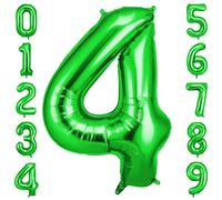 OFFCUP Ballon Chiffre 4 Vert | Anniversaire 101cm | Numéro de Ballon | Décoratif D'hélium | Decoration Fête Vacances Ans
