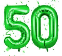 OFFCUP Ballon Chiffre 50 Vert | Anniversaire 101cm | Numéro de Ballon | Décoratif D'hélium | Decoration Fête Vacances Ans