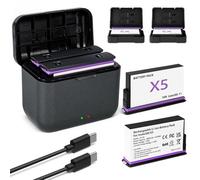 OFFCUP Batterie de Remplacement, Lot de 2 Batterie 2800mAh, Batteries Caméra Sport pour Insta360 X5, avec Chargeur