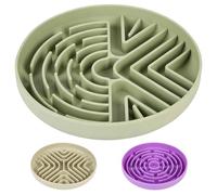 OFFCUP Bol Interactif, Mangeoire Lente pour Chien ou Chat en Silicone Alimentaire, Gamelle à Alimentation Lente avec Ventouse, pour Petits Animaux de Compagnie, Moyens et Grands (Vert)
