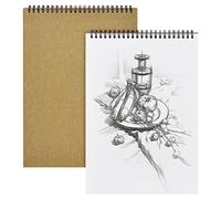 OFFCUP Carnet de Dessin A4, 2pcs Carnet de Croquis, Sketchbook Reliure Spirale avec Couverture Rigide, Cahier Dessin pour Enfants Adultes Peinture Paysage Aquarelle-160GSM 60Pages
