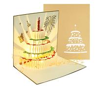 OFFCUP Carte d'anniversaire 3D, Carte de Voeux avec Music et Lumière, Cartes d'anniversaire Pop-up 3D Gâteau en Trois Dimensions avec Enveloppe pour Fille Garçon