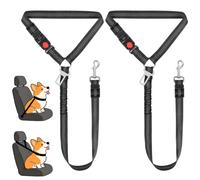 OFFCUP Ceinture Sécurité Chien en Nylon, 2PCS Sécurité Chien Voiture avec Crochet Pivotant à 360° et Bande Réfléchissante, Réglable Ceinture de Sécurités Absorption pour Animaux Petite Moyenne, Noir