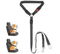 OFFCUP Ceinture Sécurité Chien en Nylon, Sécurité Chien Voiture avec Crochet Pivotant à 360° et Bande Réfléchissante, Réglable Double Ceinture de Sécurités Absorption pour Animaux Petite Moyenne, Noir