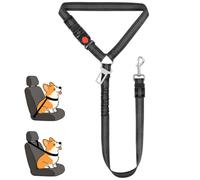 OFFCUP Ceinture Sécurité Chien en Nylon, Sécurité Chien Voiture avec Crochet Pivotant à 360° et Bande Réfléchissante, Réglable Ceinture de Sécurités Absorption pour Animaux de Petite Moyenne, Noir