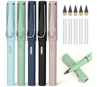OFFCUP Crayon Sans Encre, 5pcs Stylo Sans Encre Réutilisable, Crayon Infini Portable, Crayons Éternel Remplaçable avec 5 Gommes et 5 plumes pour L'écriture Dessin Étudiants Bureau Domicile Fournitures