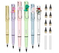 OFFCUP Crayon Sans Encre, 6pcs Stylo Sans Encre Réutilisable, Crayon Infini Dessin animé, Crayons Éternel Remplaçable avec 2 Gommes et 8 plumes pour L'écriture Dessin Étudiants Bureau Domicile
