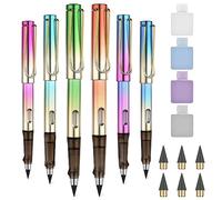 OFFCUP Crayon Sans Encre, 6pcs Stylo Sans Encre Réutilisable, Crayon Infini Portable, Crayons Éternel Remplaçable avec 2 porte stylos autocollants et 6 plumes pour L'écriture Étudiants Bureau Domicile