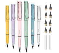 OFFCUP Crayon Sans Encre, 6pcs Stylo Sans Encre Réutilisable, Crayon Infini Portable, Crayons Éternel Remplaçable avec 2 Gommes et 8 plumes pour L'écriture Dessin Étudiants Bureau Domicile Fournitures