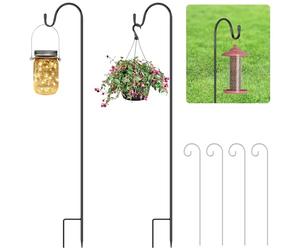 OFFCUP Crochets de Berger, 2pcs 75cm Berger Crochet de Jardin, Crochets en Métal avec 4 poteau pour signe de plante pour suspendre Nichoir, LumiÈRes de Noël, Boules de Fleurs et Décorations de Mariage