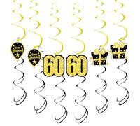 OFFCUP Décorations Anniversaire 60 Ans, 18pcs Décorations de Tourbillons Suspendus Birthday Décoration de Plafond Fête, Tourbillon à Suspendre Sécoration Fête pour Homme Femme