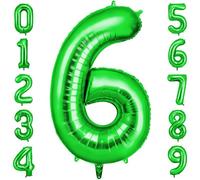 OFFCUP Foil Ballon Chiffre 6 Vert, Ballon 101cm, Gonflable Hélium | Numéro de Ballon Décoratif | D'hélium Décoration de Ballons Grand pour Fête Vacances Ans