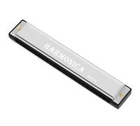 OFFCUP Harmonica Diatonique, 24 trous Tremolo Harmonica Key of C, Harmonica Blues, Harmonica Professionnel pour Débutants Enfants Étudiants Adultes Musiciens Comme Meilleur Cadeau - Argent