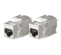 OFFCUP Keystone Jack, 2 Coupleurs Keystone Blindés Cat7 RJ45, Module Ethernet, Coupleur en Ligne Réutilisable en Alliage de Zinc Modulaire Jack Ethernet Adaptateur D'extension