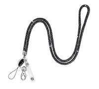 OFFCUP Lanière Collier En Cristal, Porte-Clés Bling Porte-Badges Transparent avec Lanière en Cristal et Fermoir à Homard pour Carte de Visite,Carte Bus -Noir