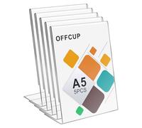 OFFCUP Lot de 5 Présentoirs de Table, Porte-Affiches en Acrylique A5, Support Menu Double Face, Acrylique Transparent Plexi A5 pour Restaurant, Hôtel, Exposition, Bureau, Menus, école-L