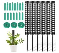 OFFCUP Lot de 6 poteaux en mousse en plastique Monstera de 25 cm/50 cm pour plantes grimpantes, poteaux de plantes avec attaches de câble et étiquettes, piquets pour plantes d'intérieur et d'extérieur