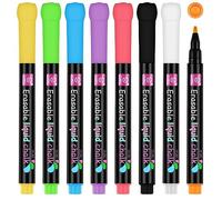 OFFCUP Marqueur Craie Liquide, 8pcs Feutre Craie Muticolor, Marqueurs à Craie Effacable avec Chiffon Humide ou Sec pour Tableau Noir Vitres, Verre, Bistro, Enseignes
