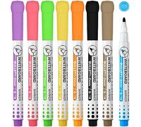 OFFCUP Marqueur Tableau Blanc Effaçable, 8pcs Feutre à Faible Odeur, Stylos Pour Enfant Maison L'École Bureau - Multicolore