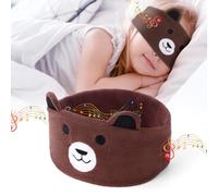 OFFCUP Masque de Nuit Enfant, 100% Occultant Masque de Sommeil, Bandeau Bluetooth Mignon, Doux et Confortable pour Dormir Masque pour Les Yeux, Casque de Sommeil sans Fil pour Homme Femme -Ours