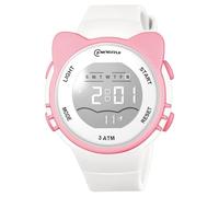 OFFCUP Montre Enfant, LED Montre-Bracelet pour Enfant, Montre Digitale Etanche à 30m, Montre Enfant Numériqueavec Silicone, Oreilles Montres pour Tout-Petits pour 3-11 Fille et Garçons (Blanc)