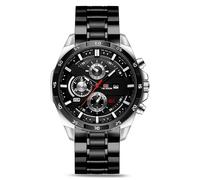 OFFCUP Montres pour Hommes, 50MM Chronographe Montre, Montre Etanche en Acier Inoxydable à Quartz Analogique, Grand Cadran Classique Mode Affaire Montres-Bracelets Cadeau Elégant pour Hommes (Noir)
