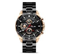 OFFCUP Montres pour Hommes, 50MM Chronographe Montre, Montre Etanche en Acier Inoxydable à Quartz Analogique, Grand Cadran Classique Mode Affaire Montres-Bracelets Cadeau Elégant Hommes (Or Noir)