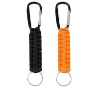 OFFCUP Mousqueton Tressé, 2pcs Porte-clés en Paracorde avec Mousqueton Crochet D, Kit de Survie Extérieur pour Randonnée, Camping, Pédestre et Sac à Dos, Noir et Orange