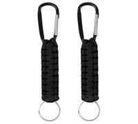 OFFCUP Mousqueton Tressé, 2pcs Porte-clés en Paracorde avec Mousqueton Crochet D, Kit de Survie Extérieur pour Randonnée, Camping, Pédestre et Sac à Dos, Noir
