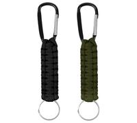 OFFCUP Mousqueton Tressé, 2pcs Porte-clés en Paracorde avec Mousqueton Crochet D, Kit de Survie Extérieur pour Randonnée, Camping, Pédestre et Sac à Dos, Noir et Vert
