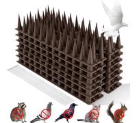OFFCUP Pic Anti Pigeon 3.15M, Pique Anti-Pigeon Pointes d'oiseaux en Plastique Pics Anti Chat avec 10 Attaches-Câbles pour Toitures Rebords Balcons, Terrasse Extérieurs - Brun
