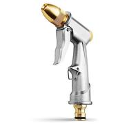 OFFCUP Pistolet d'arrosage Métal, Pistolet Arrosoir Métal Haute Pression, Pistolets à Eau de Jardin Robuste avec Buse en Laiton Lavage de Voiture, Nettoyage, Irrigation de Jardin et Pelouse- Court