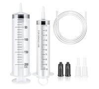 OFFCUP Plastique Seringue, 100ml 200ml Grande Seringue, Seringue Plastique avec 2 Tuyau, Seringue à Huile, Seringue Liquide de Mesure pour Laboratoire Scientifique Industriels Animal (sans Aiguille)