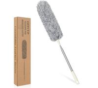 OFFCUP Plumeau télescopique en microfibre jusqu'à 243 cm de long, plumeau avec tige télescopique en acier inoxydable et lavable, balai d'angle flexible élimine la poussière sans effort pour les