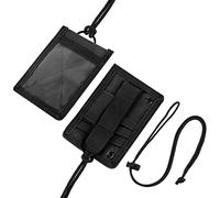 OFFCUP Porte-Cartes D'Identité Tactique, Kaki Oxford Porte-Badge avec Tour Cou Amovible pour Étiquettes D'Identification, Carte D'Identité(Noir)