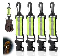OFFCUP Porte Gants, 4pcs Clip De Gants de Travail, Glove Clips de Pompier Avec Mousqueton et Barre Réfléchie Pour Accrocher Des Gants Des Serviettes Des Casques (Vert)