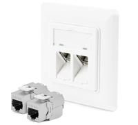OFFCUP Prise Réseau, 1 Pcs Prise Réseau Encastrée, Prises de Données, CAT6A Blindé, Double Passage 2x Port RJ45 pour Salon Chambres Bureaux