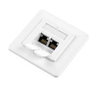 OFFCUP Prise Réseau, 1x Set 500 MHz 10 Gbit/s Prise Ethernet, Boîtier de Réseau avec 2 Port RJ45, 80mm×80mm pour Câble D'installation LAN Ethernet