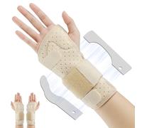 OFFCUP Protege Poignet Droit, Attelle de Poignet avec 2 Plaques en Aluminium, Réglable Protege Poignets Auto-Adhésif et Respirant pour Syndrome du Canal Carpien, Tendinite, Arthrite & Entorses, M