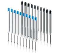 OFFCUP Recharges de Stylo à Bille, 20pcs Recharge Stylo Bille, Recharges à encre universelles longueur 9.9 cm, Pointe Moyenne 1.0MM Compatible avec stylos à billes Parker (10 Bleu+10 Noir)
