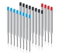 OFFCUP Recharges de Stylo à Bille, 20pcs Recharge Stylo Bille, Recharges à encre universelles longueur 9.9 cm, Pointe Moyenne 1.0MM Compatible avec stylos à billes Parker (8 Bleu+8 Noir+ 4 Rouge)