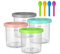 OFFCUP Récipients à Crème Glacée de Rechange, Lot de 4 Bacs À Crème Glacée Pour Ninja Creami Deluxe NC301 NC299AMZ NC300 Series, Pots de Crème Glacée avec Couvercle Et Cuillère, Sans BPA 16 oz