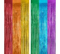 OFFCUP Rideau Métallique de Frange Multicolor, 4pcs Rideau à Franges AluminiumBrillant, 1m x 2m Rideaux à Franges Brillant pour Décoration Fête Mariage d'anniversaire