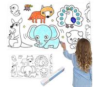 OFFCUP Rouleau de Papier Dessin, 3m Rouleau De Coloriage Adhésif, Children's Drawing Roll Coloring Paper Roll pour Enfants Jouets D'art et De Créativité pour Tout-petits (Monde Animal)