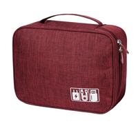 OFFCUP Sac de Rangement Câble, Sac de Câble de Voyage avec Séparateur Réglable, Organisateur Portable, Grande Capacité Étanche pour Powerbank, Écouteurs, Chargeur, Câbles USB, Bordeaux